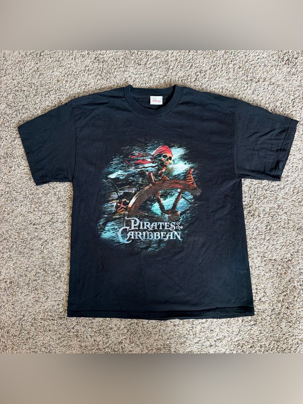 Disney Black Pirates of the Caribbean Skeleton Captain Graphic Tee